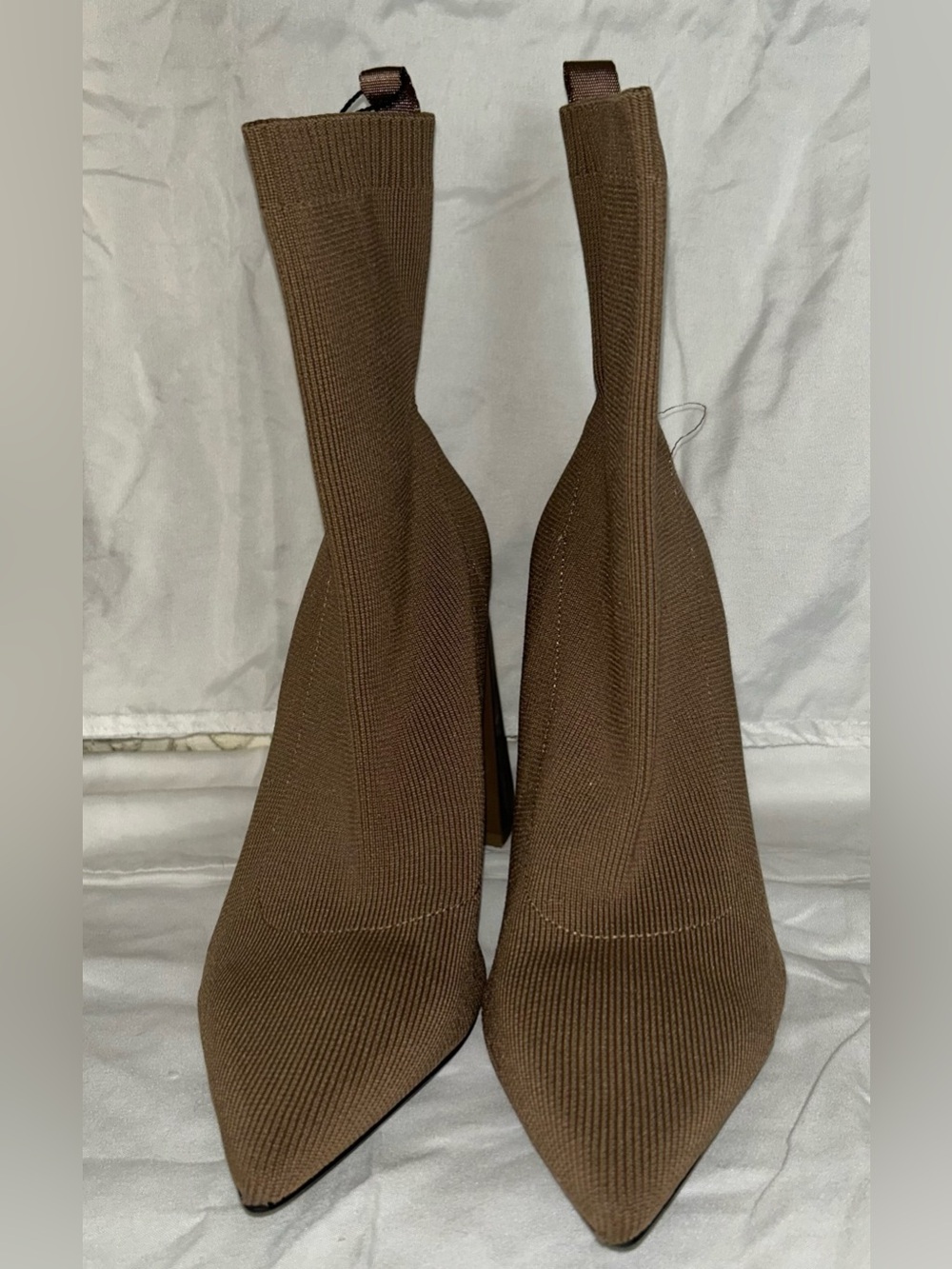 Zara Brown Stretch Knit Sock Ankle Boots | Size EU37